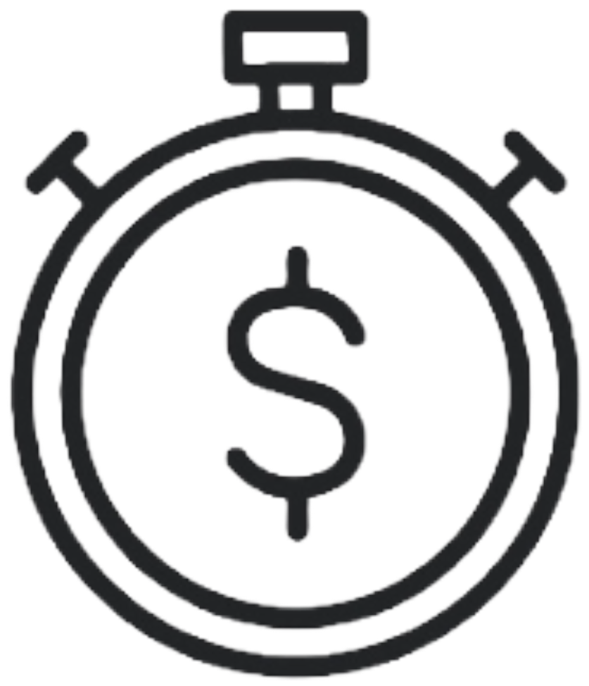Watch with a money symbol inside icon